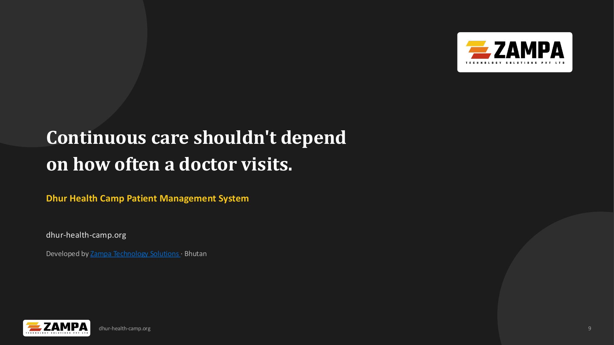 Dhur Health Camp — Patient Management System — slide 9