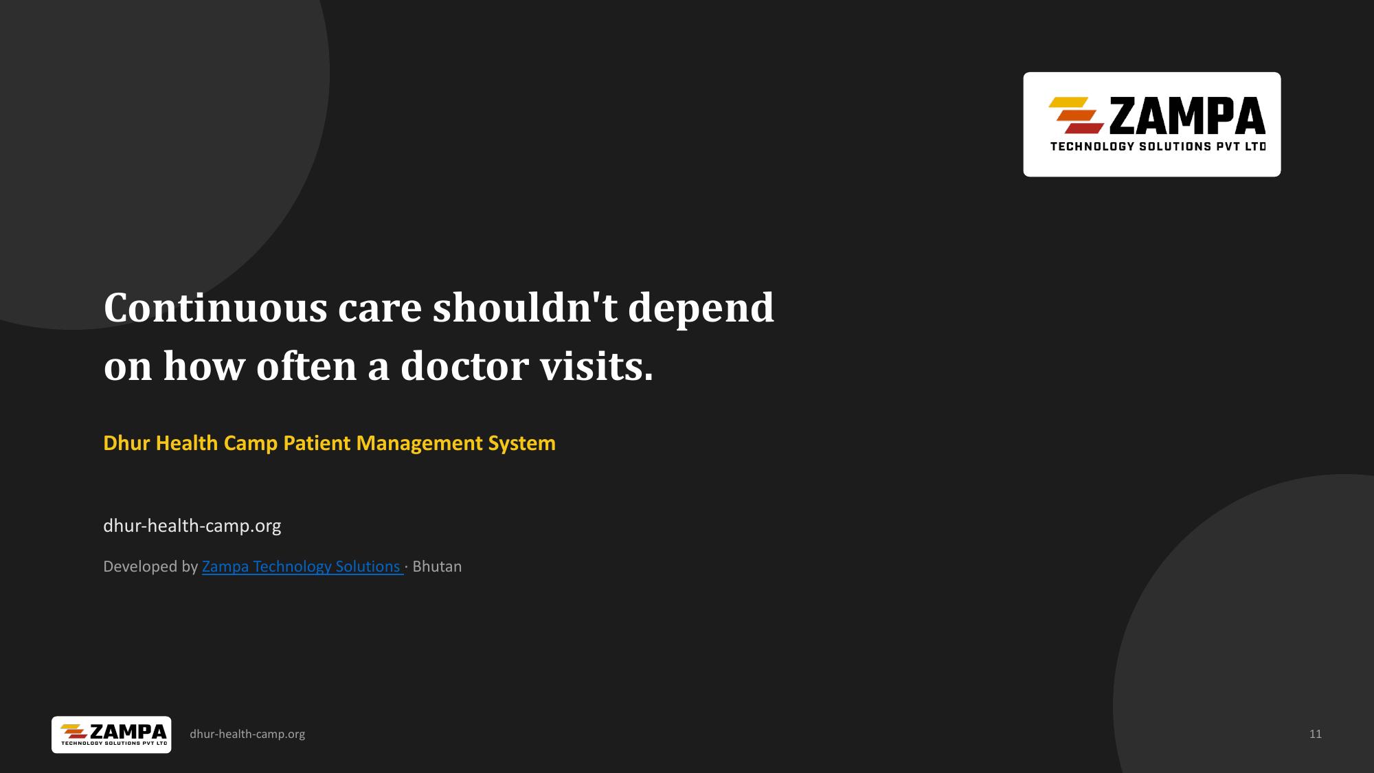 Dhur Health Camp — Patient Management System — slide 11
