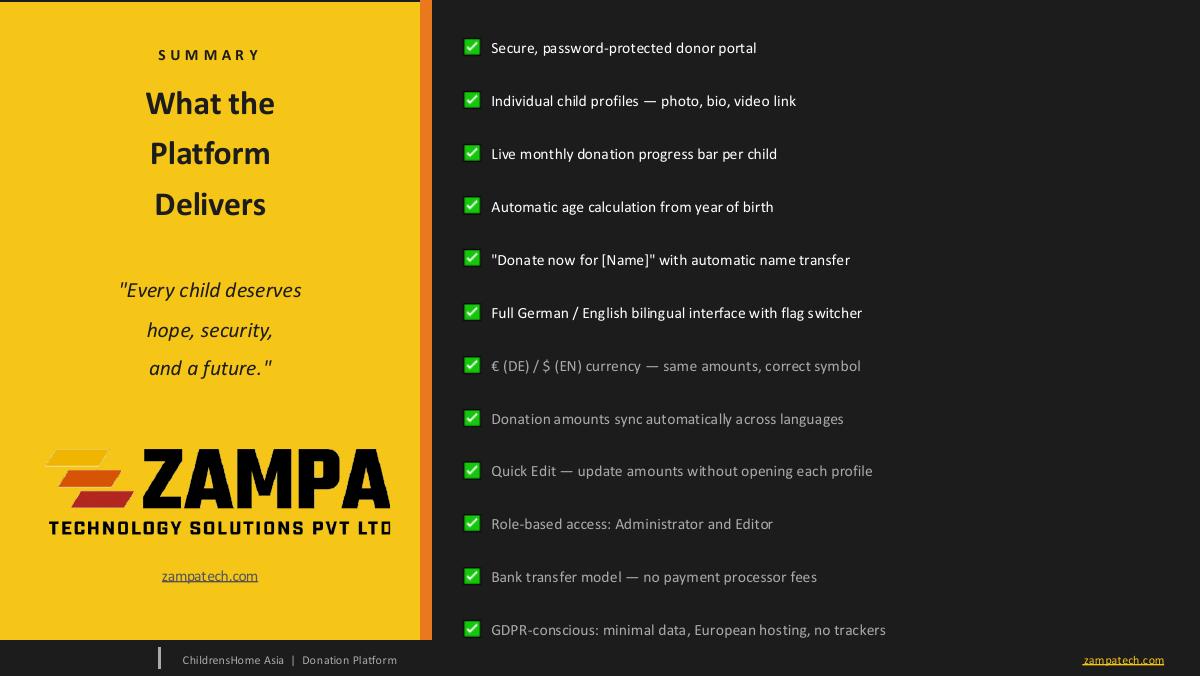 Children's Home Asia — Donation Platform — slide 10