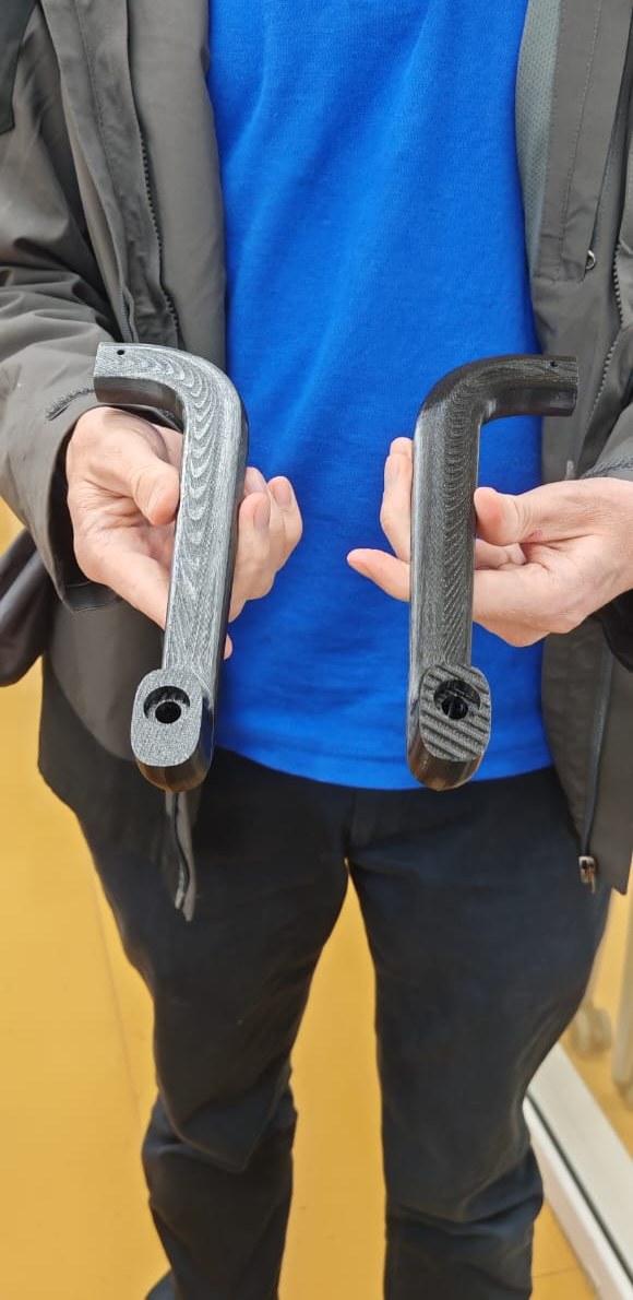 Two new handles, 3D printed in Bhutan from our file
